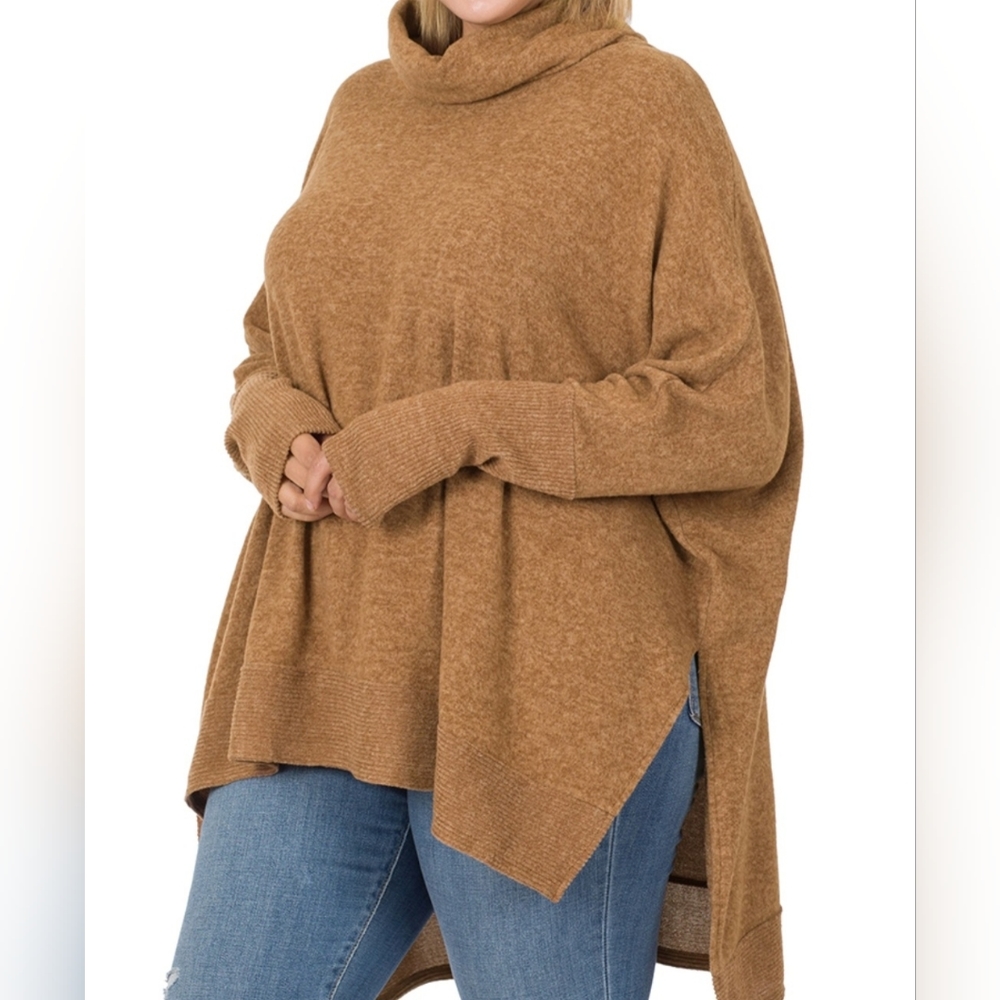 #105 🛑1X,2X,3X ✨️PLUS SIZE Brushed Hi-Low Sweater Top
